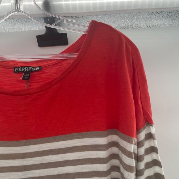 Express Women's Striped T-Shirt Dress 3/4 Sleeve Multicolor Size Large - Picture 4 of 9